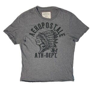 Aeropostale Athletic Dept. Y2K Indian Headdress Stitched Logo Gray Tshirt Small